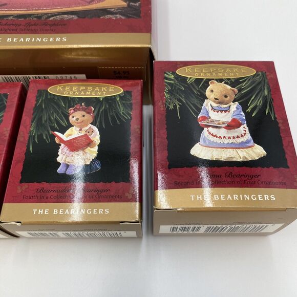 1993 Hallmark Keepsake Ornaments The Bearingers Fireplace Complete Set WORKING - Picture 9 of 10